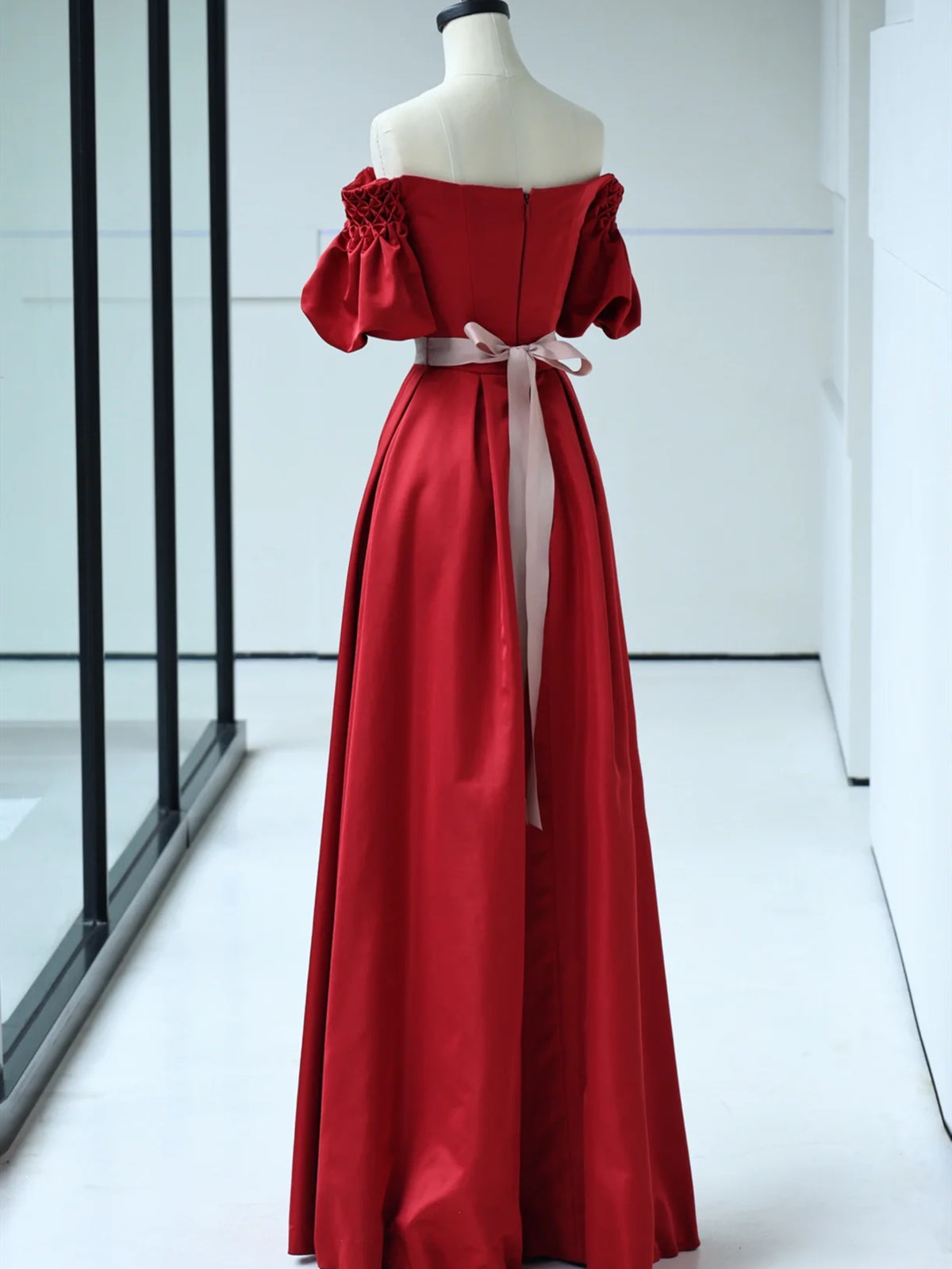 Short Sleeves Burgundy Satin Long Prom Dresses, Wine Red Satin Long Formal Evening Dresses, US 10 / Custom Color / With Rush+$19.99 Short Sleeves Burgundy Satin Long Prom Dresses, Wine Red Satin Long Formal Evening Dresses, US 10 / Custom Color / With Rush+$19.99