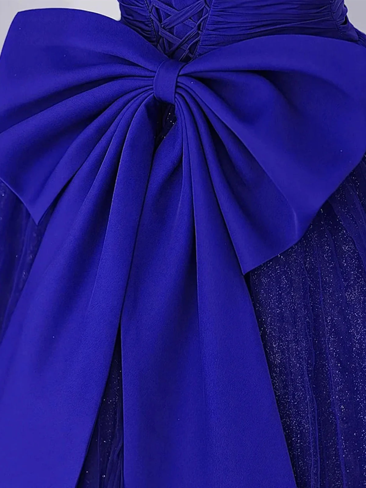 Short Sleeves Royal Blue Long Prom Dresses, Royal Blue Long Tulle Form - shegown Short Sleeves Royal Blue Long Prom Dresses, Royal Blue Long Tulle Form - shegown