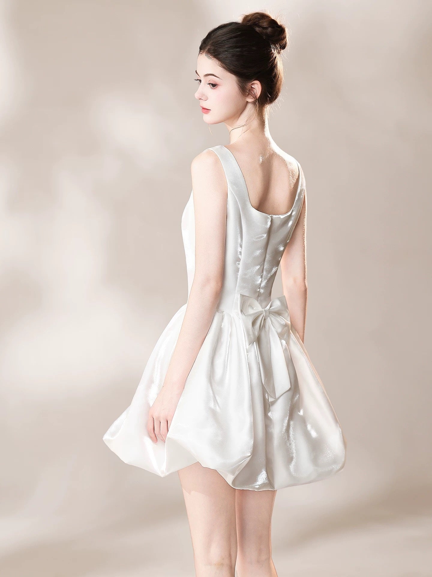 Short White Satin Prom Dresses, Short White Satin Formal Homecoming Engagement Dresses, US 4 / Custom Color / No Rush