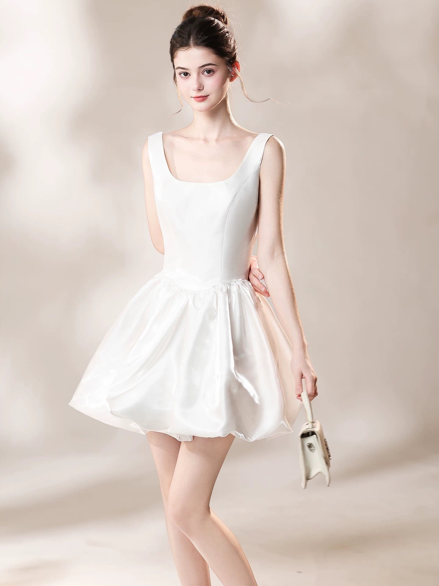 Short White Satin Prom Dresses, Short White Satin Formal Homecoming Engagement Dresses, US 4 / Custom Color / No Rush