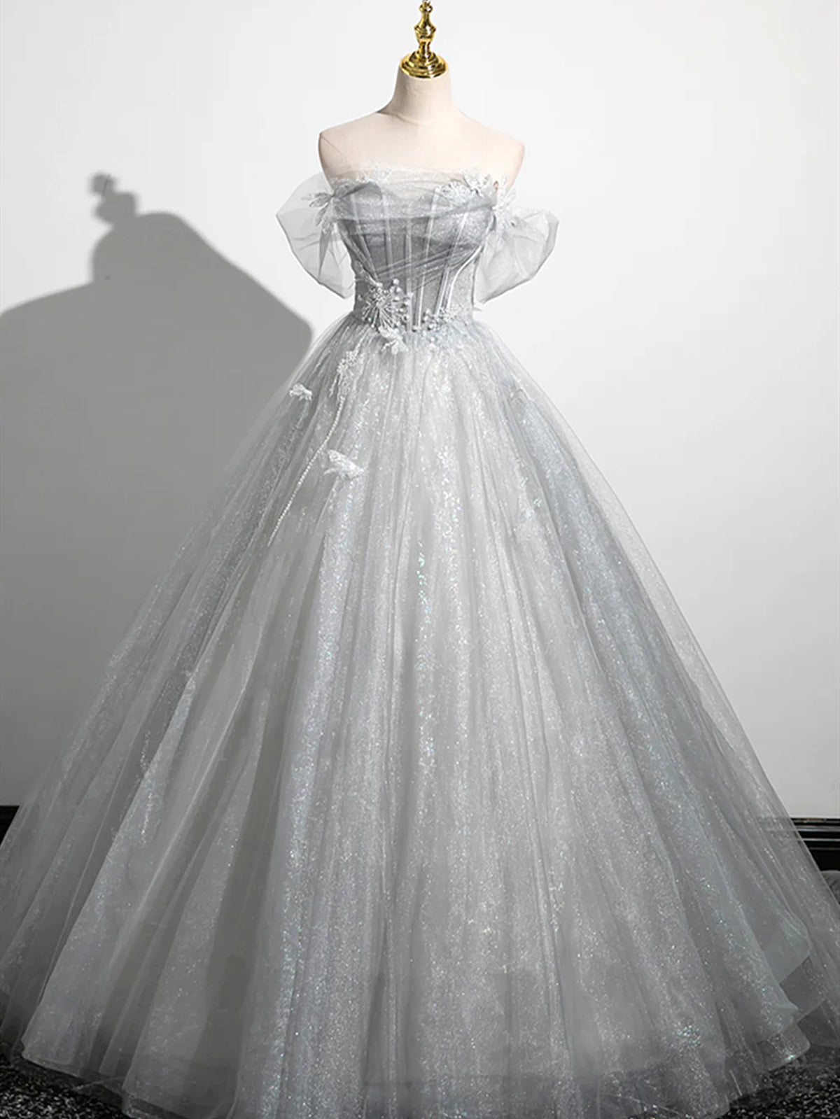 Silver Gray Tulle Lace Prom Dresses, Silver Gray Long Lace Formal Evening Dresses, US 10 / Custom Color / With Rush+$19.99 Silver Gray Tulle Lace Prom Dresses, Silver Gray Long Lace Formal Evening Dresses, US 10 / Custom Color / With Rush+$19.99