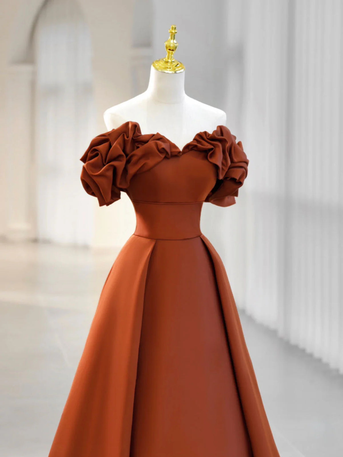Simple A Line Satin Orange Long Prom Dresses, Orange Long Formal Eveni - shegown Simple A Line Satin Orange Long Prom Dresses, Orange Long Formal Eveni - shegown