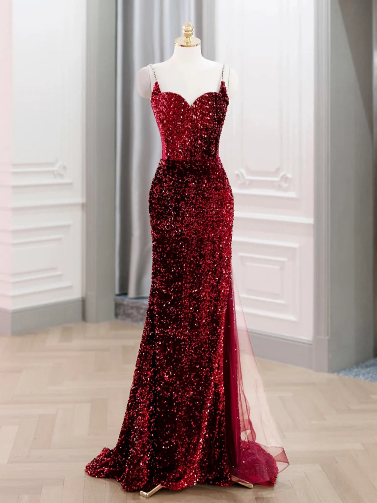 Fitted Red Formal Dress Mother Of The Bride Dress In Dark Red, Sleeveless Evening Dress Fitted Red Formal Dress Mother Of The Bride Dress In Dark Red, Sleeveless Evening Dress
