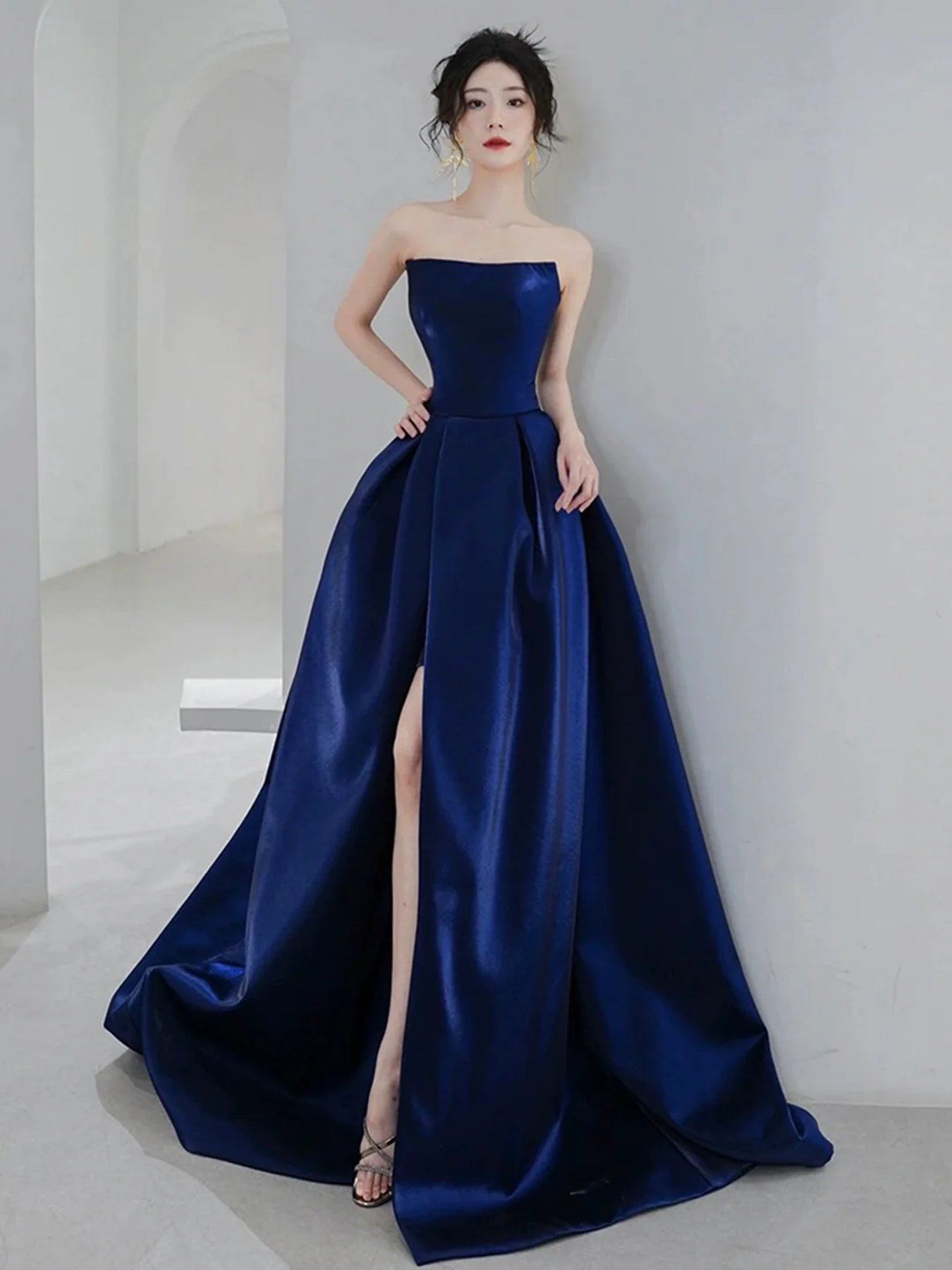 Strapless Royal Blue Long Prom Dresses, Long Royal Blue Formal Graduat - shegown Strapless Royal Blue Long Prom Dresses, Long Royal Blue Formal Graduat - shegown