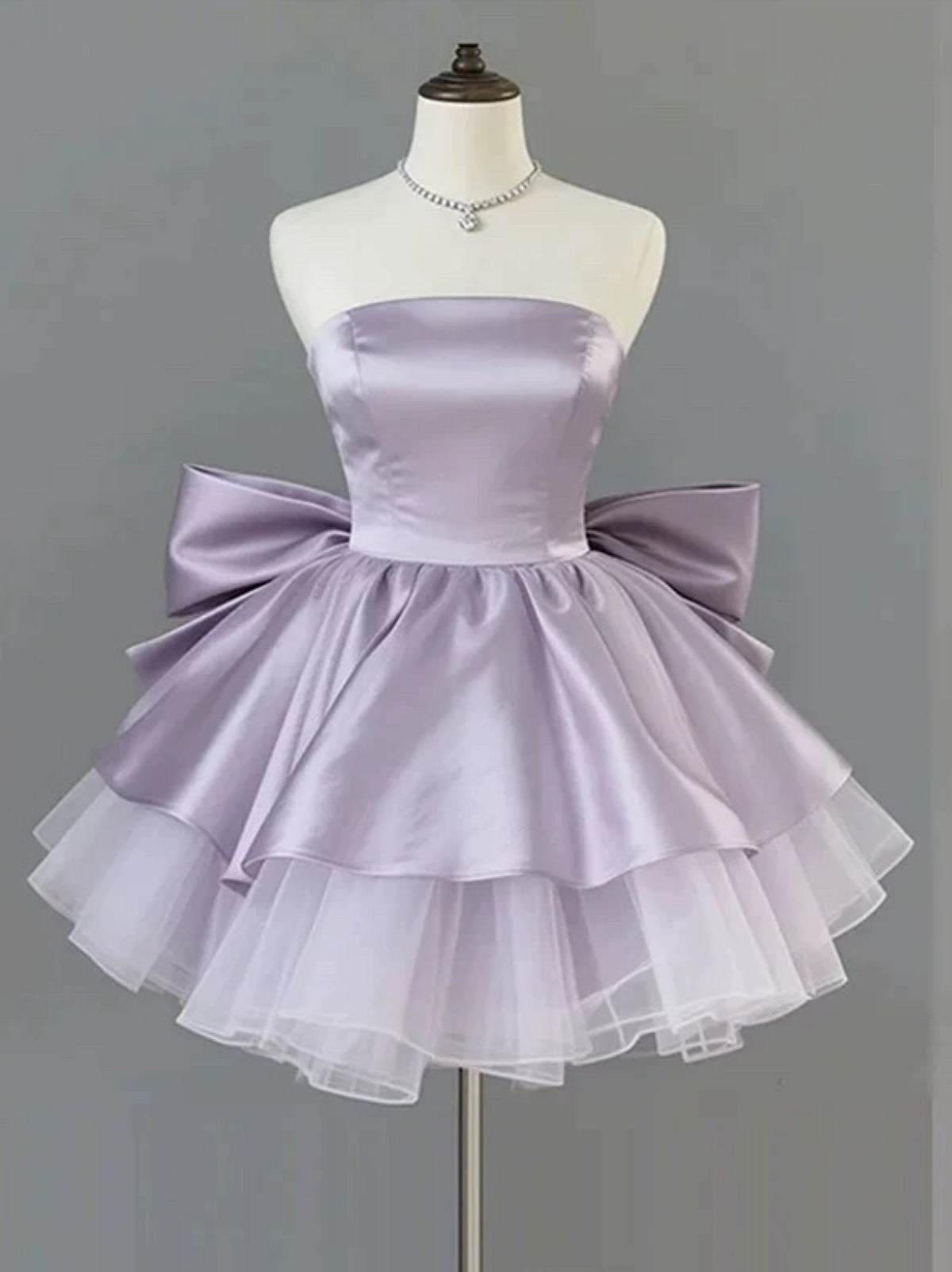 Strapless Short Pink Purple Prom Dresses, Short Pink Purple Formal Graduation Dresses