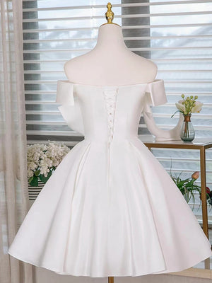 Strapless Short White Prom Dresses, Short White 3D Floral Formal Homecoming Dresses
