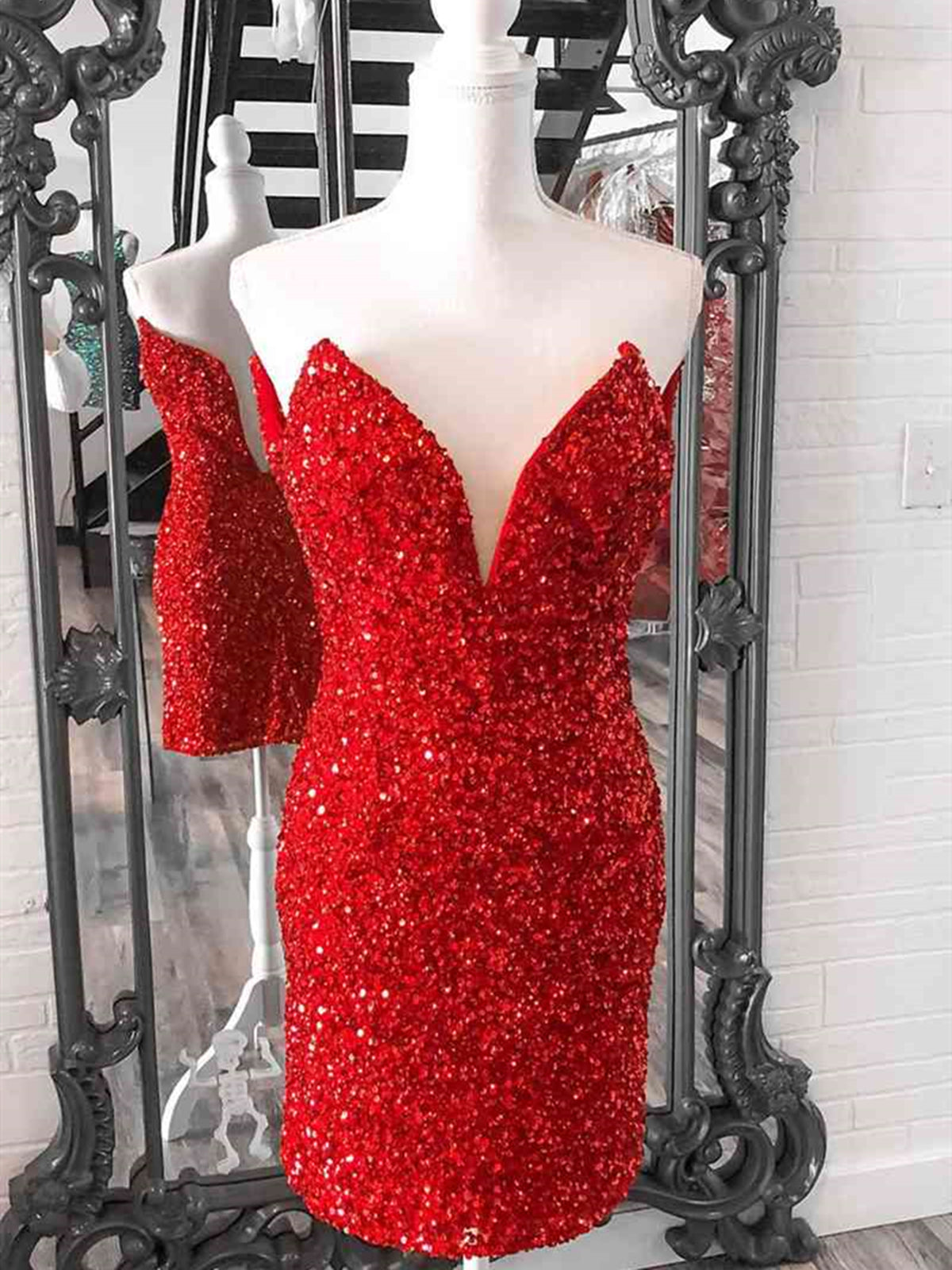Strapless Tight Red Pink Short Prom Dresses, Short Strapless Red Pink - shegown Strapless Tight Red Pink Short Prom Dresses, Short Strapless Red Pink - shegown