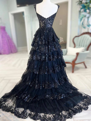 Sweetheart Neck Blue Pink Black Sequin Long Prom Dresses, Sequin Long Formal Dresses