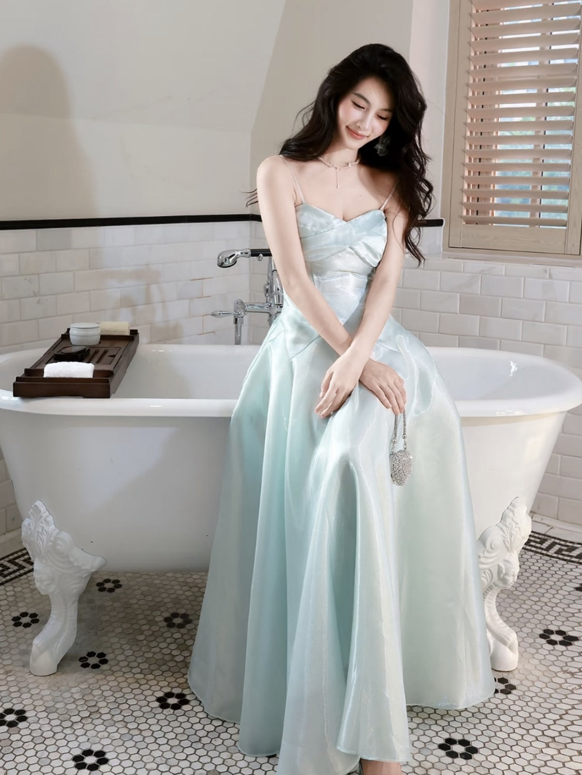 mint green elegant dresses Satin Mint Green Cocktail Midi Dress