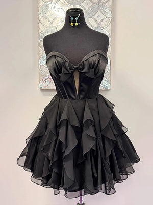 Sweetheart Neck Short Pink White Black Red Cutout Prom Dresses, Short Cutout Formal Homecoming Dresses