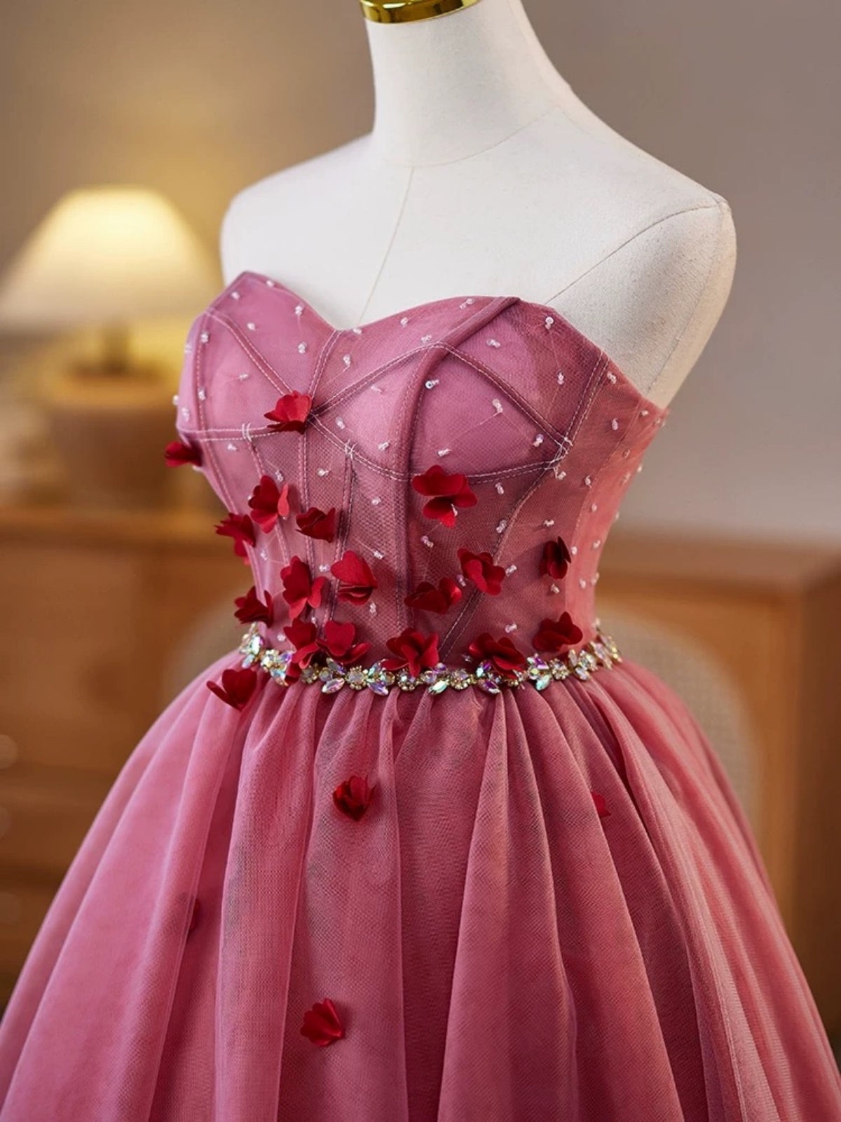 short burgundy homecoming dresses Sweetheart Neck Short Red Floral Prom Dresses, Burgundy Short Floral Formal Homecoming Dresses, Custom Size / Burgundy as Pics / No Rush
