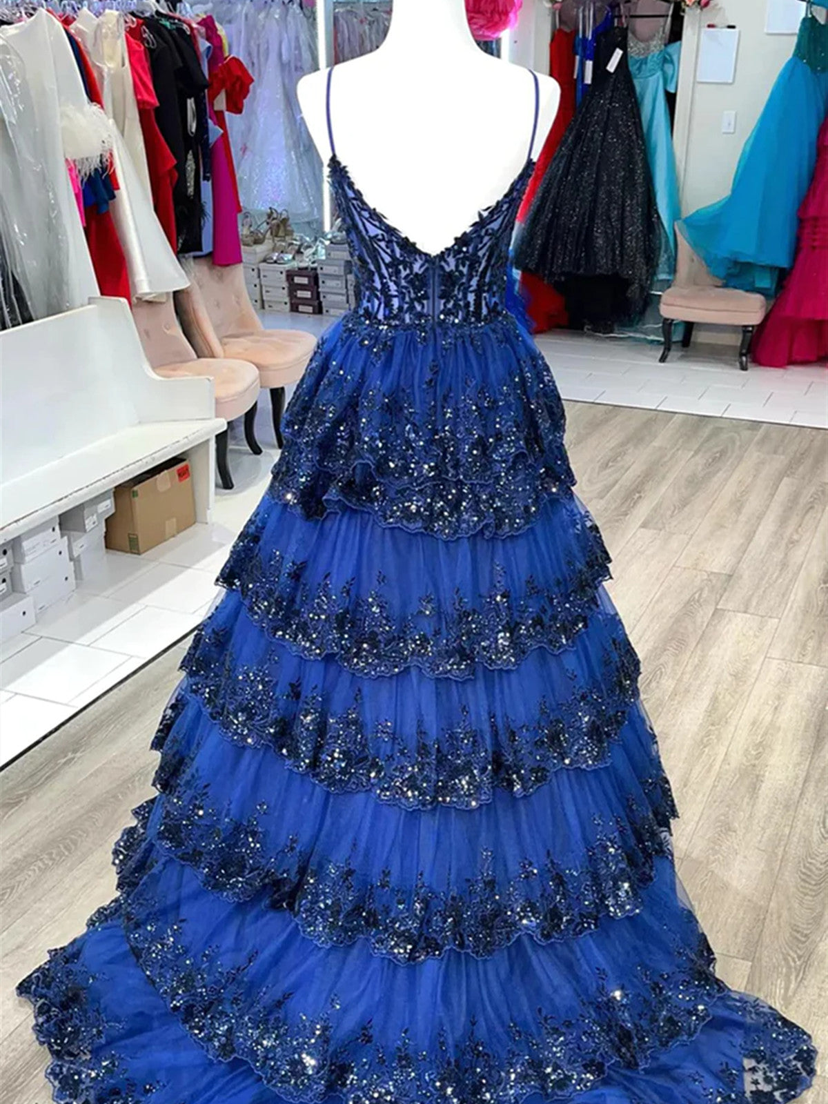V Neck Blue White Red Black Layered Lace Prom Dresses, V Neck LayeredLace Formal Dresses, US 2 / Black as Pics / With Rush+$19.99 V Neck Blue White Red Black Layered Lace Prom Dresses, V Neck LayeredLace Formal Dresses, US 2 / Black as Pics / With Rush+$19.99
