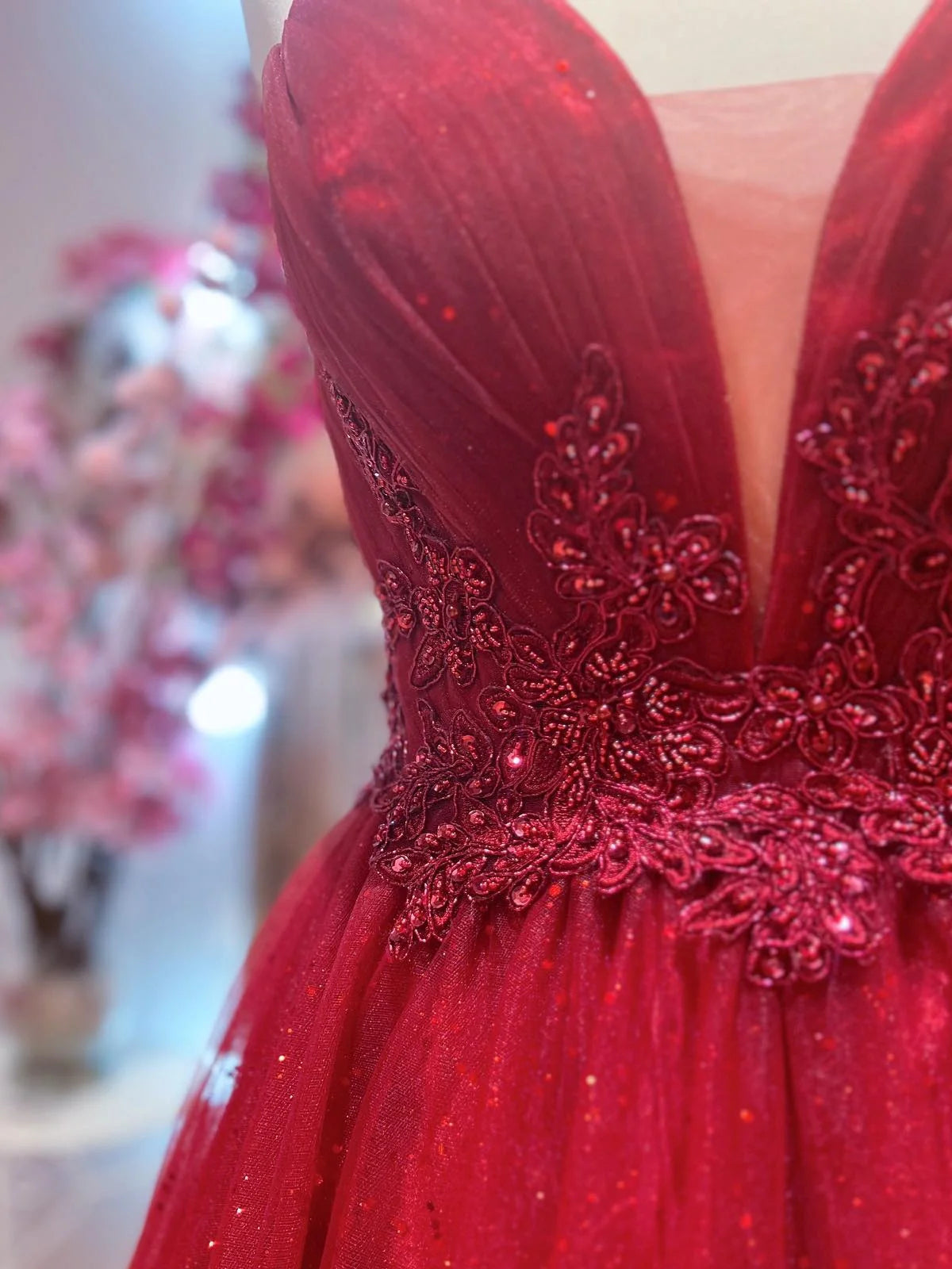 V Neck Dark Red Beaded Long Prom Dresses, Burgundy Long Beaded Formal Evening Dresses V Neck Dark Red Beaded Long Prom Dresses, Burgundy Long Beaded Formal Evening Dresses