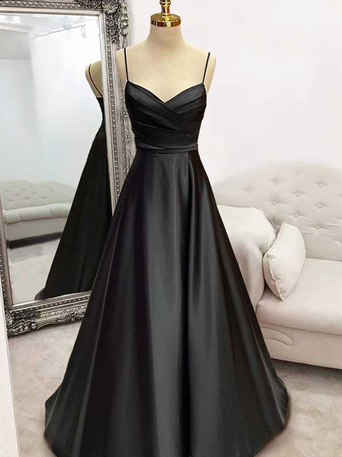 V Neck Green Black Long Prom Dresses, Green Black V Neck Long Formal E - shegown V Neck Green Black Long Prom Dresses, Green Black V Neck Long Formal E - shegown