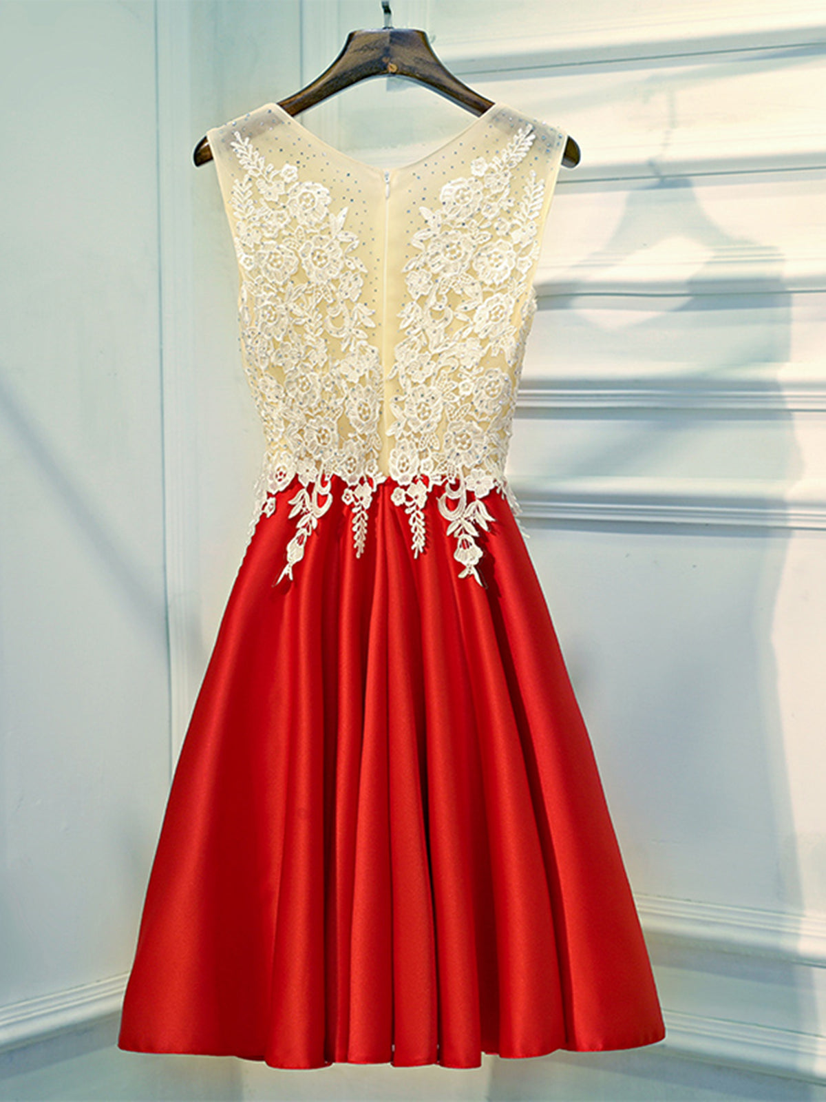 A Line Round Neck Red Short Lace Prom Dresses, Short Red Lace Formal Homecoming Dresses, US 2 / Custom Color / With Rush+$19.99 A Line Round Neck Red Short Lace Prom Dresses, Short Red Lace Formal Homecoming Dresses, US 2 / Custom Color / With Rush+$19.99