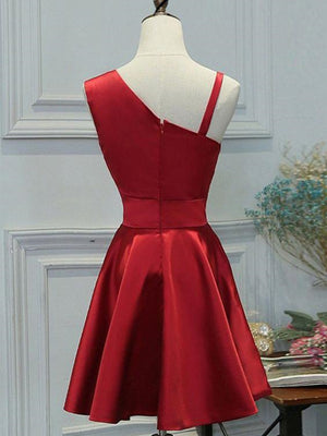 A Line Short Red Prom Dresses, Short Red Graduation Homecoming Dresses