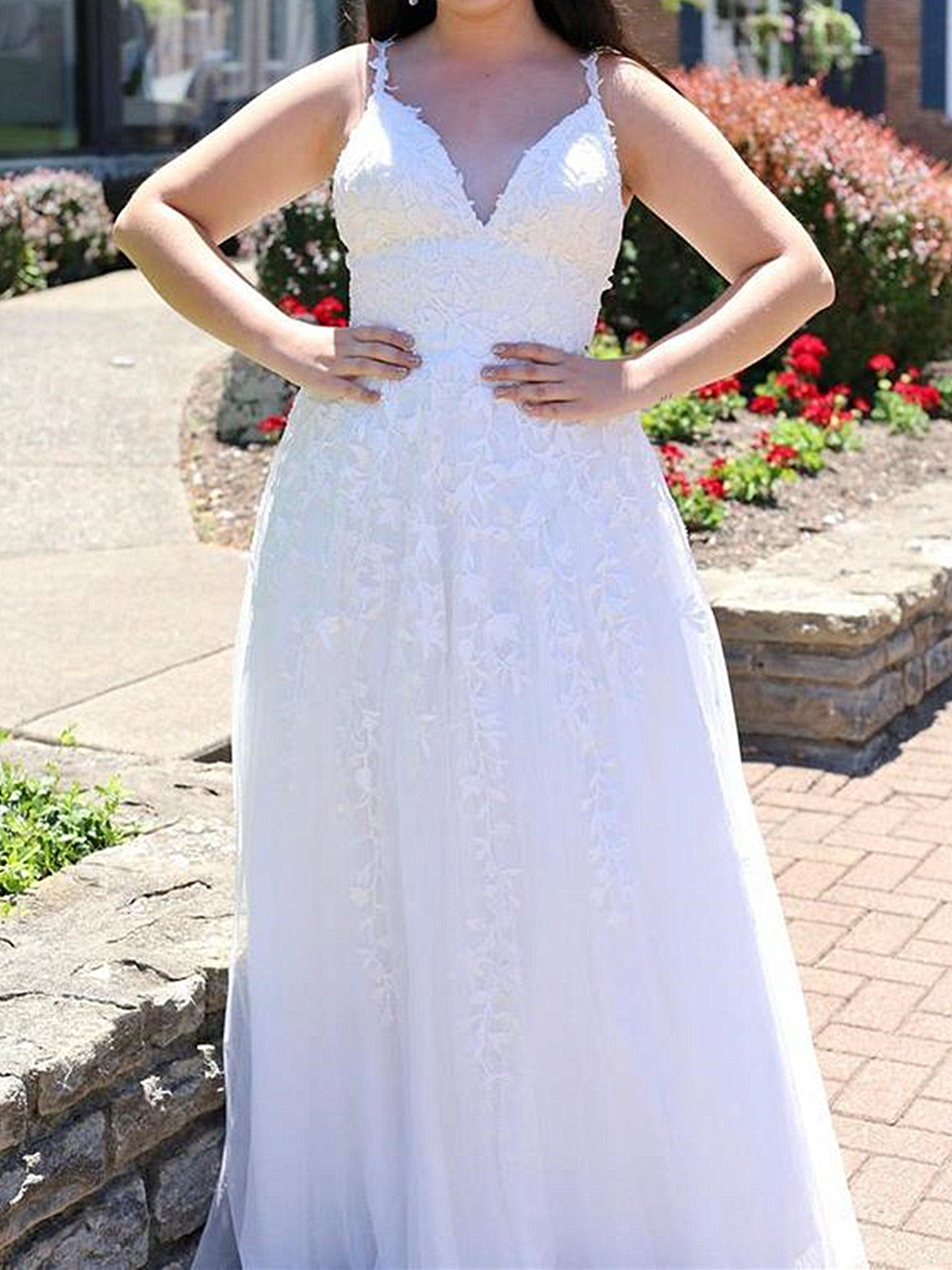 A Line V Neck Light Blue White Lace Prom Dresses, Light Blue White Lace Formal Evening Dresses, US 12 / Blue as Pics / With Rush+$19.99 A Line V Neck Light Blue White Lace Prom Dresses, Light Blue White Lace Formal Evening Dresses, US 12 / Blue as Pics / With Rush+$19.99