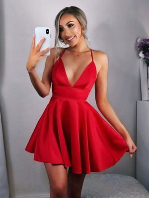 Summer Red Satin Short Red Prom Dresses For Women Deep V Neck, Short  Sleeves, Tight Mini Skirt, Perfect For Nightclubs And Evening Parties From  Veralovebridal, $83.19
