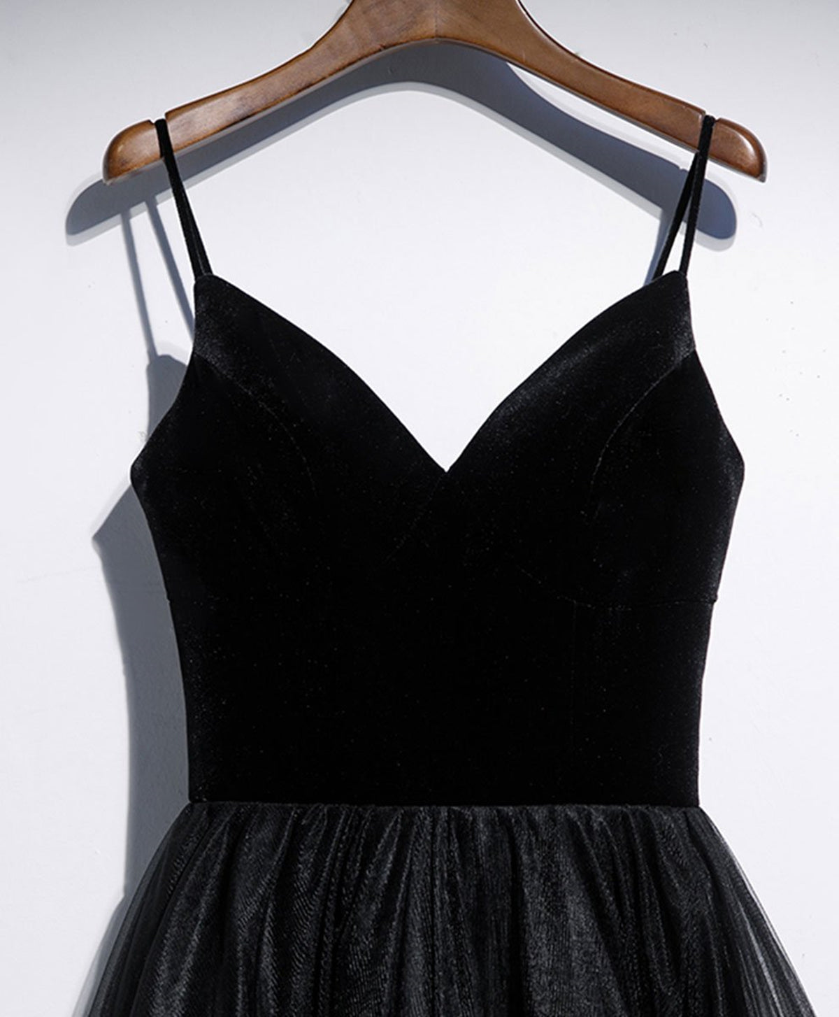A Line V Neck Tea Length Black Velvet Prom Dresses, Black Tea Length G - shegown A Line V Neck Tea Length Black Velvet Prom Dresses, Black Tea Length G - shegown