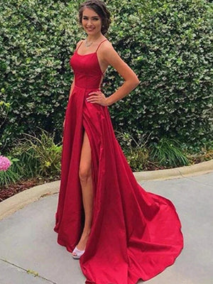Backless Burgundy Prom Dresses, Wine Red Open Back Formal Graduation Dresses