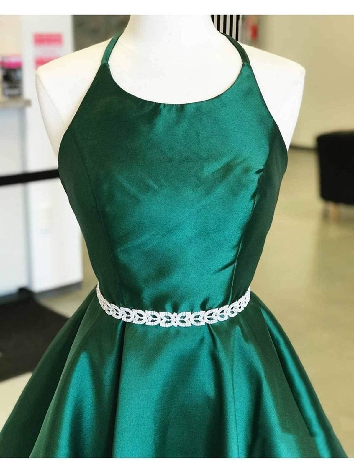 Backless Dark Green Short Prom Dresses, Short Dark Green Formal Homeco - shegown Backless Dark Green Short Prom Dresses, Short Dark Green Formal Homeco - shegown