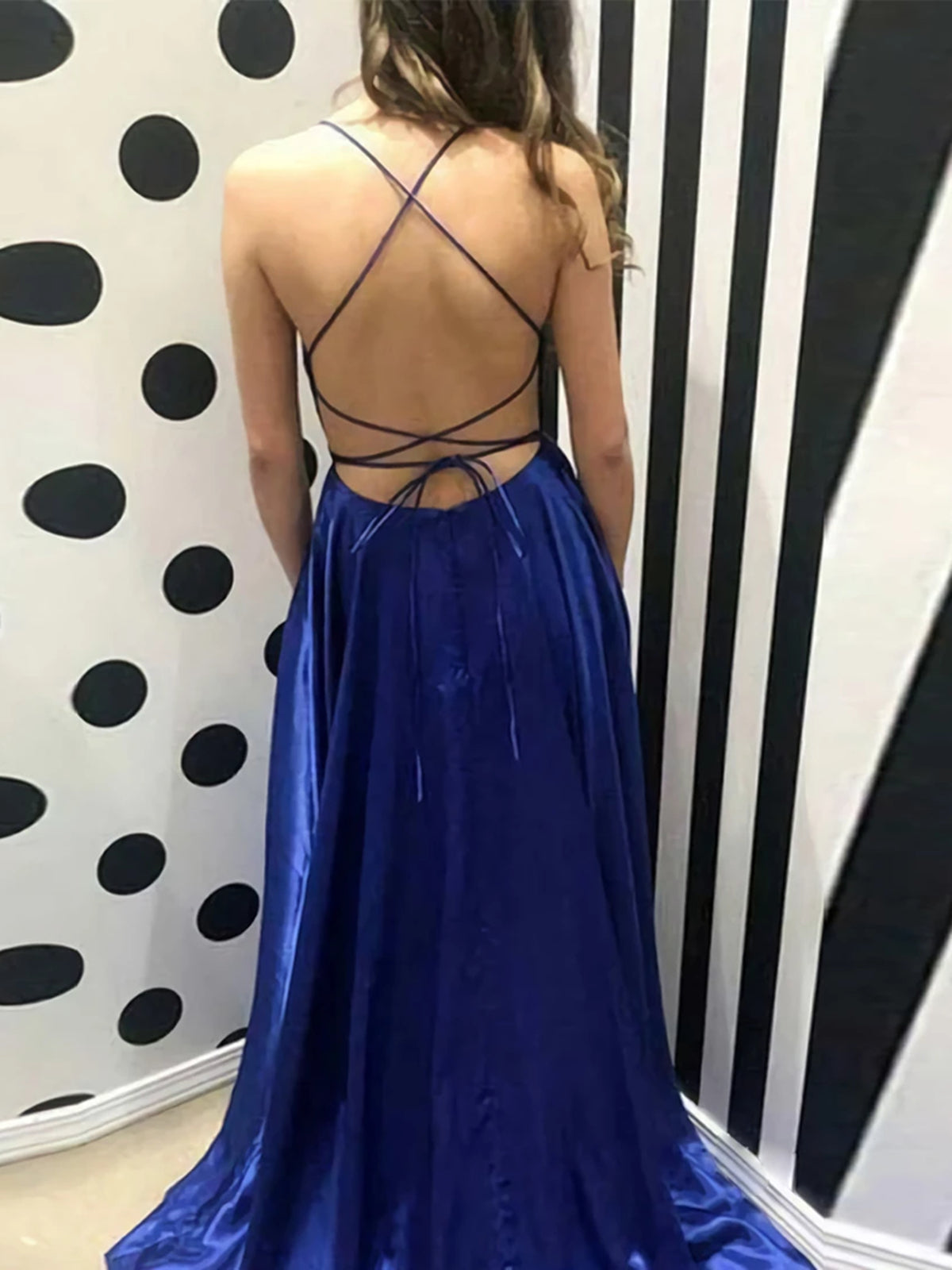 Women's Fashion Halter Satin Long Open Back Dinner Party Prom Dresses –  bridalsew