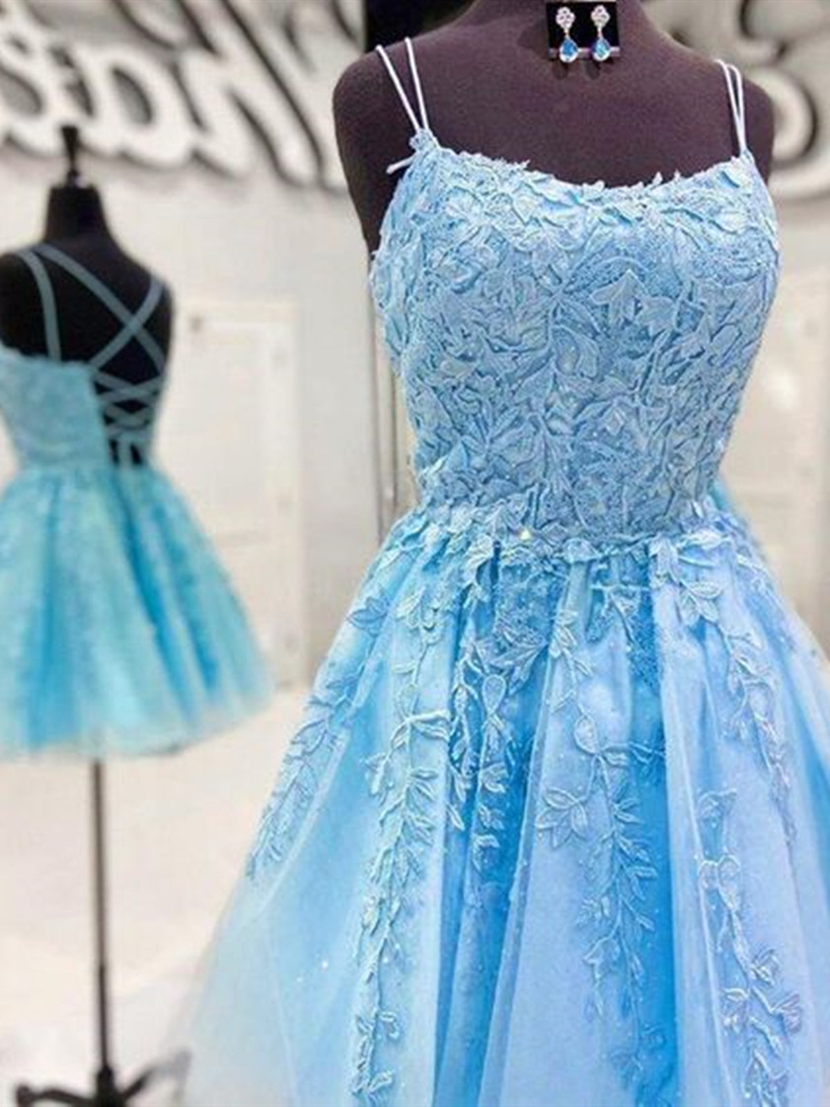 Royal Blue Lace Short Prom Dresses Vintage Homecoming Dress ARD1933 –  SheerGirl
