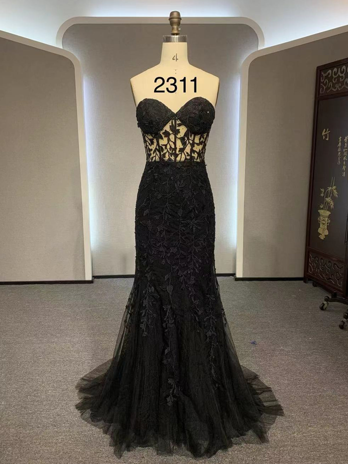 Black Mermaid Lace Prom Dresses, Black Mermaid Lace Formal Evening Dre - shegown Black Mermaid Lace Prom Dresses, Black Mermaid Lace Formal Evening Dre - shegown
