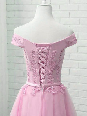 Cap Sleeves Short Pink Lace Prom Dresses, Short Pink Lace Formal Bridesmaid Dresses