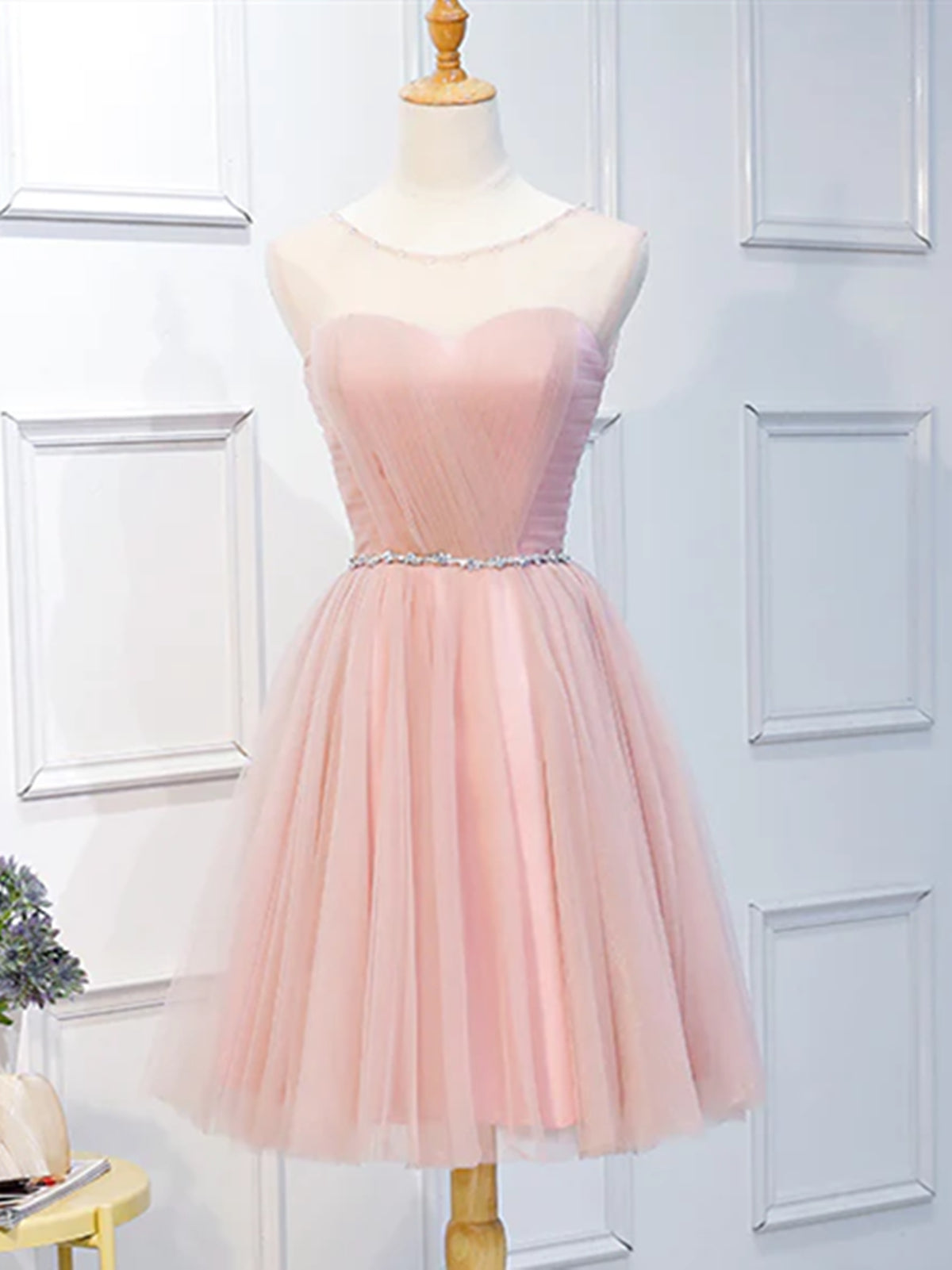 Elegant Short Pink Tulle Prom Dresses, Short Pink Tulle Formal Homecoming Dresses, US 6 / Pink as Pics / With Rush+$19.99 Elegant Short Pink Tulle Prom Dresses, Short Pink Tulle Formal Homecoming Dresses, US 6 / Pink as Pics / With Rush+$19.99