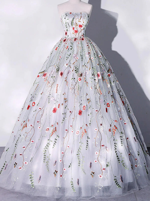 Elegant White Strapless Long Evening Dress,White Formal Gown Y7287 main image 1
