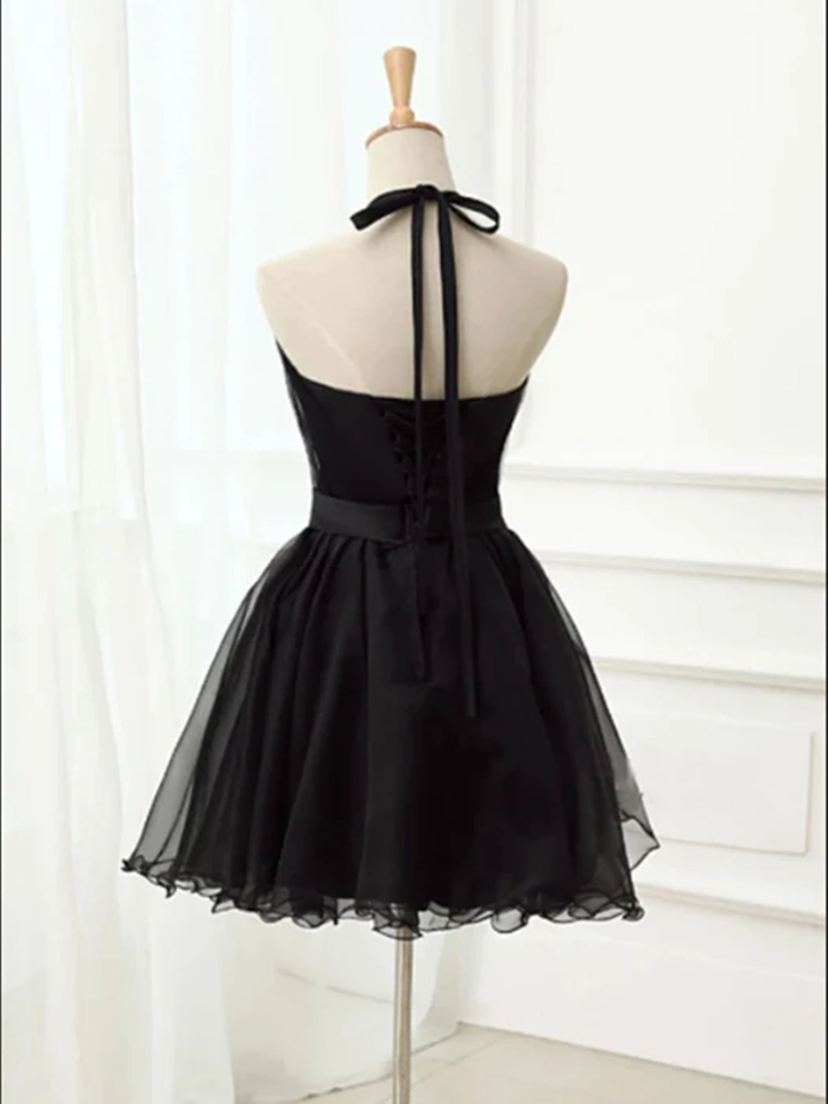Halter Neck Short Black Prom Dresses, Short Black Graduation Homecoming Dresses, Little Black Dresses, US 6 / Custom Color / No Rush Halter Neck Short Black Prom Dresses, Short Black Graduation Homecoming Dresses, Little Black Dresses, US 6 / Custom Color / No Rush