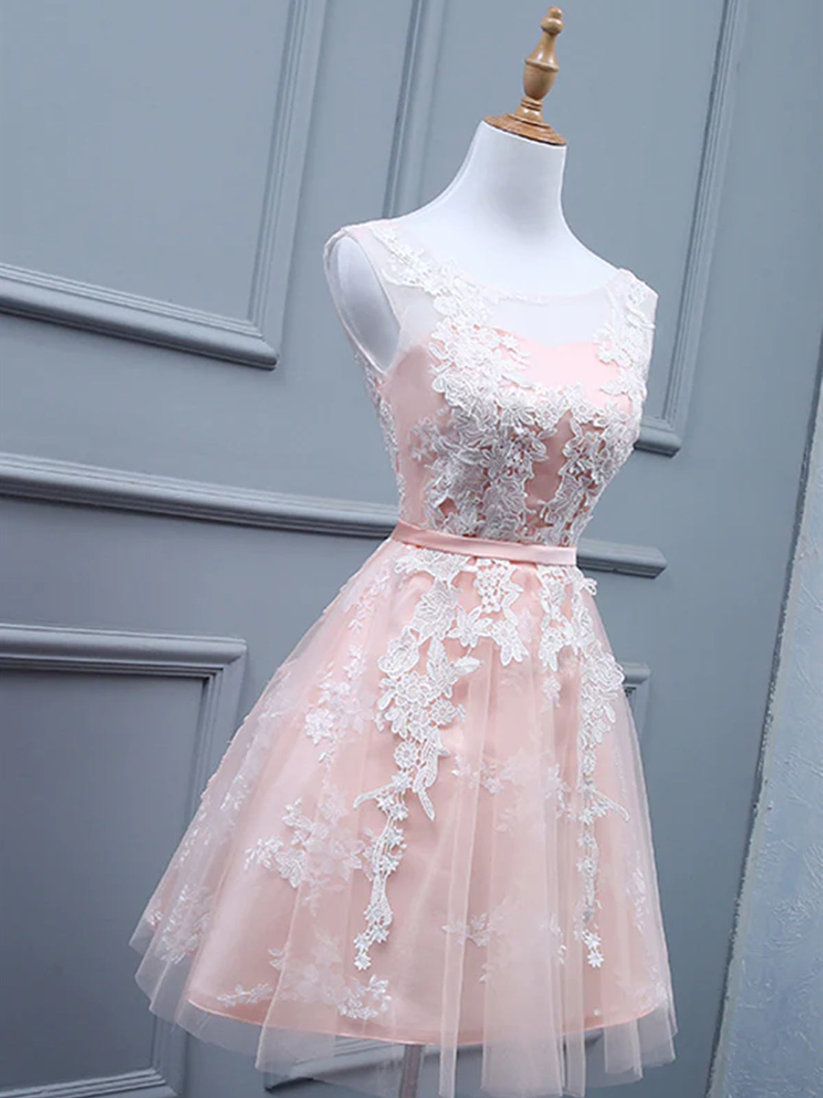 Light Pink Short Lace Prom Dresses, Light Pink Short Lace Graduation Homecoming Dresses, US 10 / Custom Color / With Rush+$19.99 Light Pink Short Lace Prom Dresses, Light Pink Short Lace Graduation Homecoming Dresses, US 10 / Custom Color / With Rush+$19.99