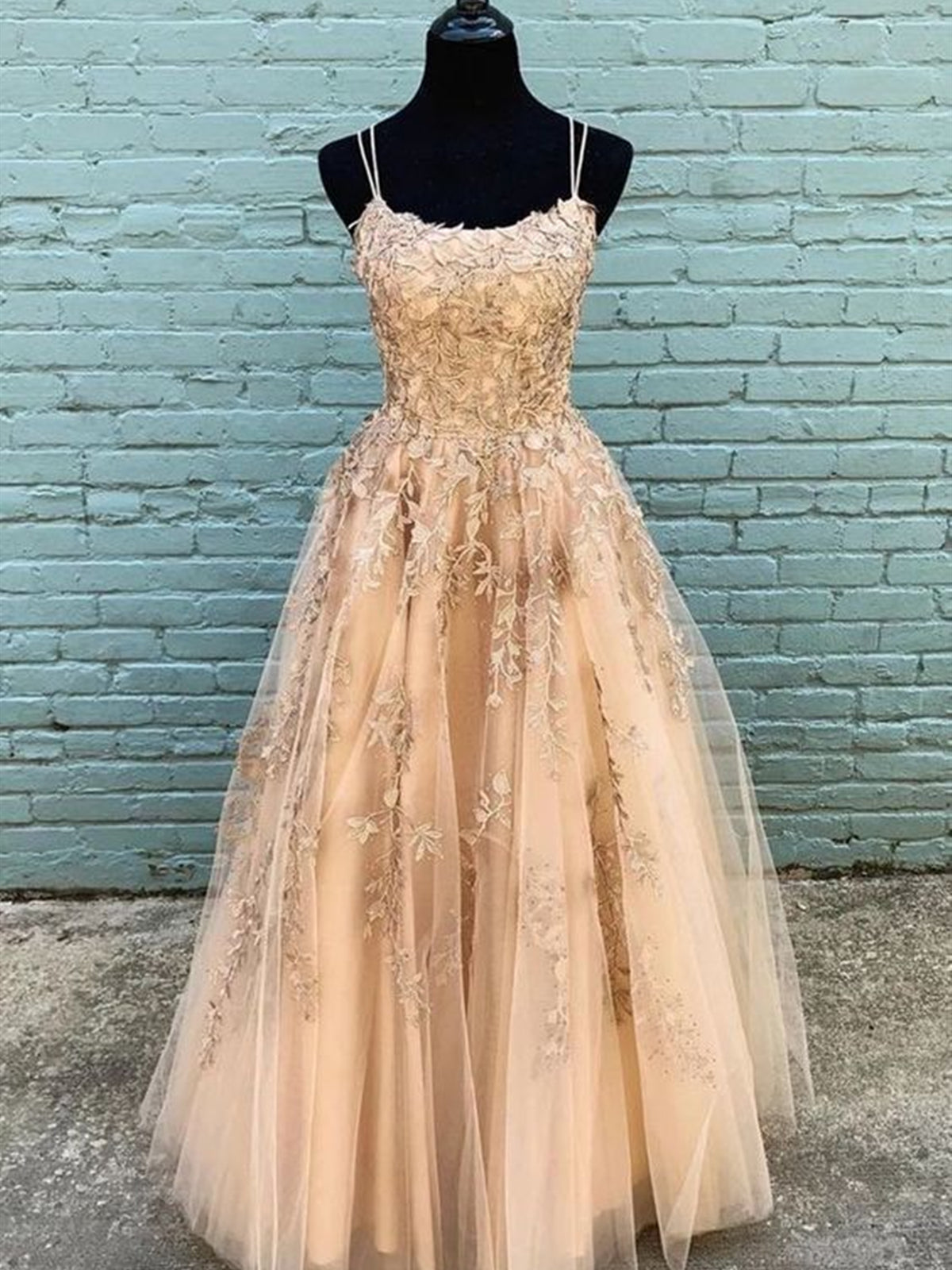 Long Champagne Lace Prom Dresses, Champagne Lace Formal Graduation Dresses Long Champagne Lace Prom Dresses, Champagne Lace Formal Graduation Dresses