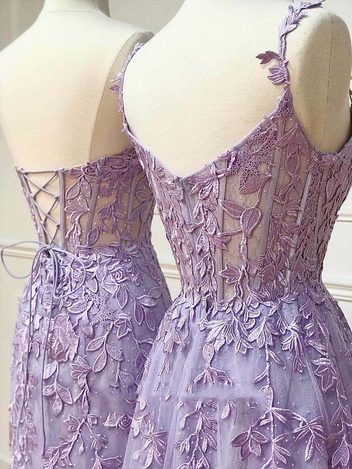 Long Purple Lace Prom Dresses, Long Purple Lace Formal Homecoming Dres - shegown Long Purple Lace Prom Dresses, Long Purple Lace Formal Homecoming Dres - shegown