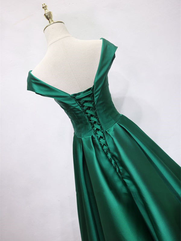 Off the Shoulder Green Long Prom Dress, Off Shoulder Long Green Formal - shegown Off the Shoulder Green Long Prom Dress, Off Shoulder Long Green Formal - shegown