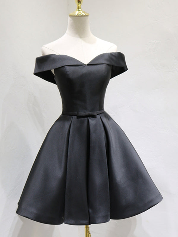 Off the Shoulder Short Black Prom Dresses, Little Black Formal Graduation Homecoming Dresses, Custom Size / Custom Color / With Rush+$19.99