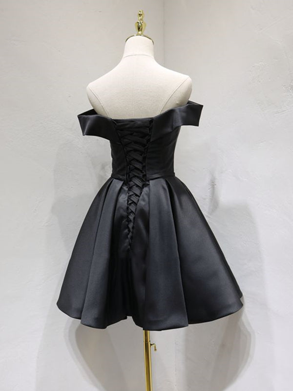 Off the Shoulder Short Black Prom Dresses, Little Black Formal Graduat - shegown Off the Shoulder Short Black Prom Dresses, Little Black Formal Graduat - shegown