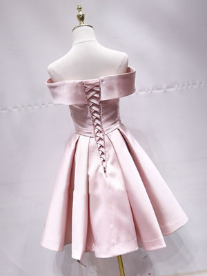 Off the Shoulder Short Pink Prom Dresses, Short Pink Formal Evening Graduation Dresses