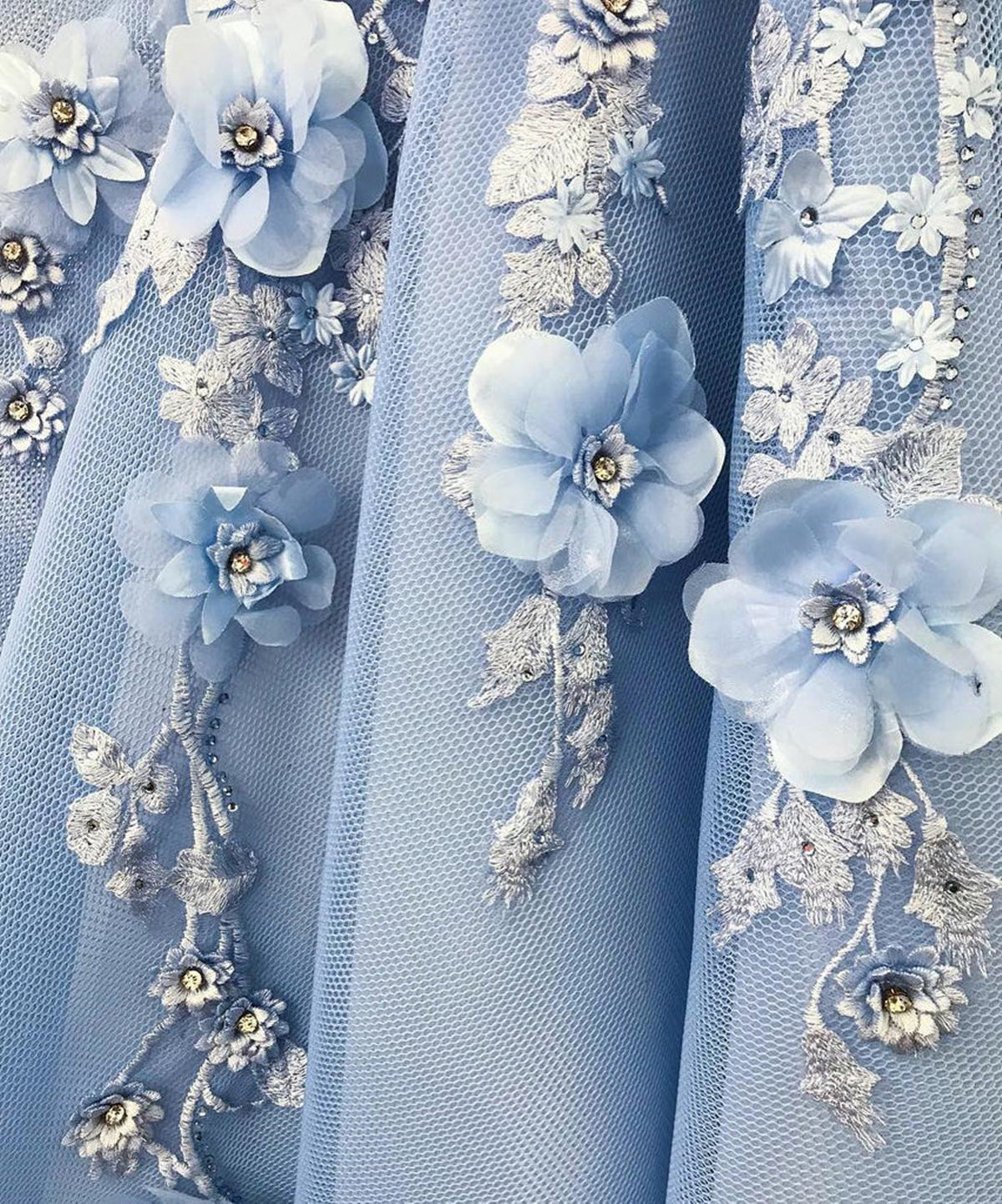 Off the Shoulder Blue Lace Floral Prom Dresses, Off Shoulder Blue Lace - shegown Off the Shoulder Blue Lace Floral Prom Dresses, Off Shoulder Blue Lace - shegown
