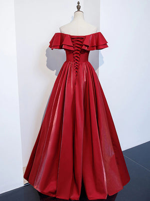 Off the Shoulder Burgundy Long Prom Dresses, Off Shoulder Wine Red Long Formal Evening Dresses
