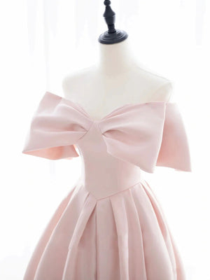 Off the Shoulder Light Pink Long Prom Dresses, Light Pink Long Formal Graduation Dresses