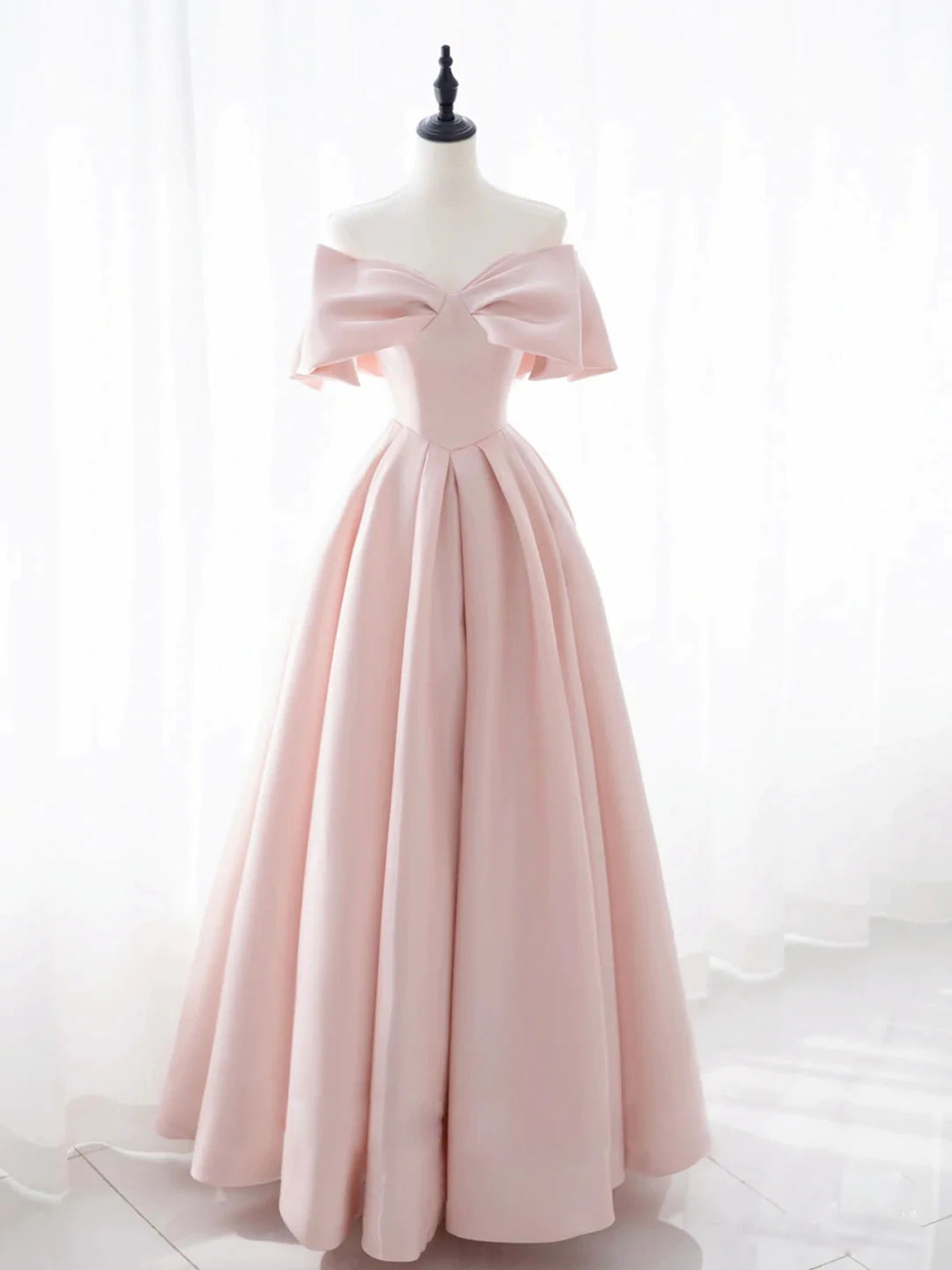 Off the Shoulder Light Pink Long Prom Dresses, Light Pink Long Formal Graduation Dresses, US 4 / Pink as Pics / No Rush Off the Shoulder Light Pink Long Prom Dresses, Light Pink Long Formal Graduation Dresses, US 4 / Pink as Pics / No Rush