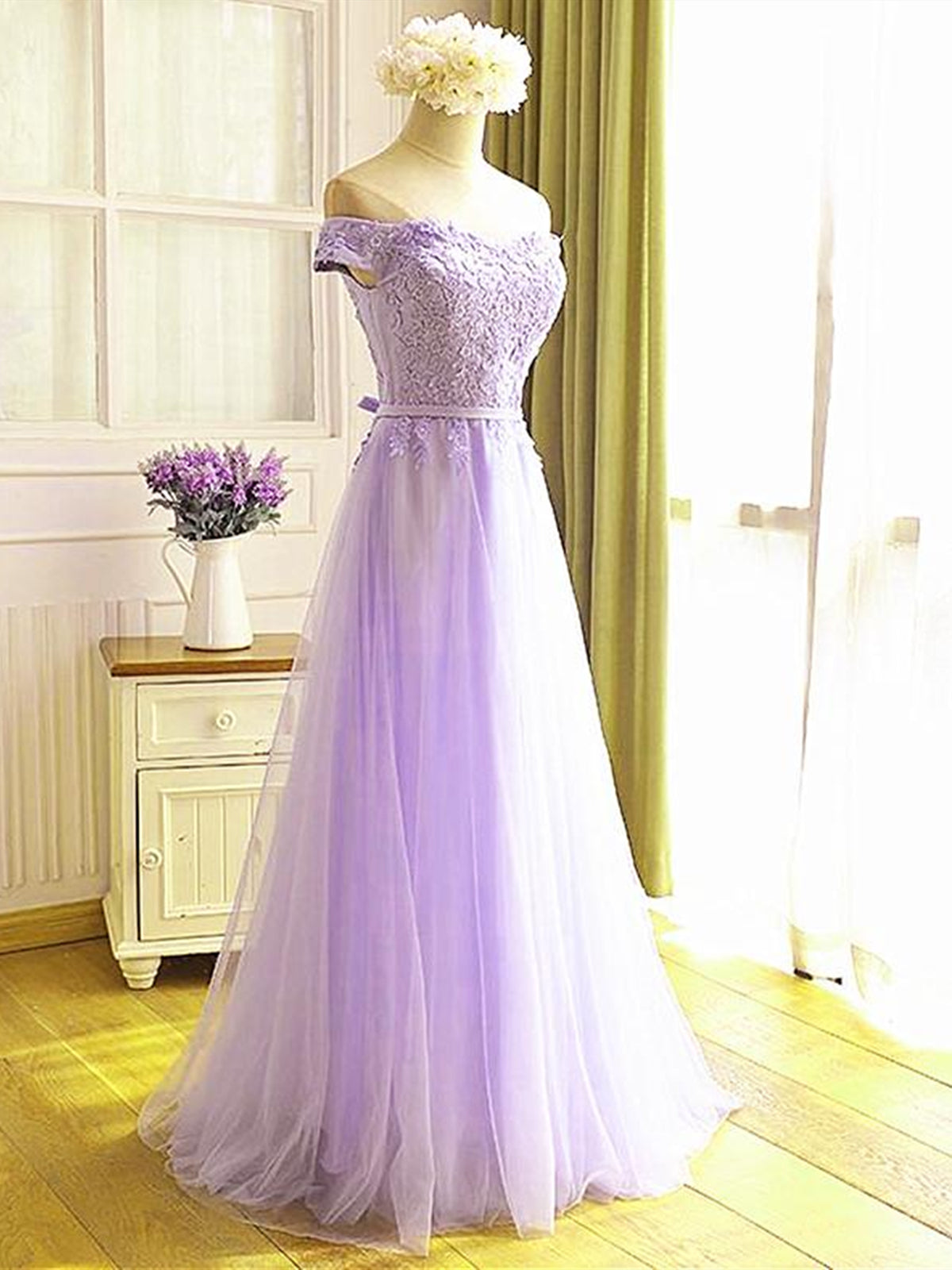 Off the Shoulder Purple Lace Prom Dresses, Purple Off Shoulder Lace Formal Bridesmaid Dresses, US 12 / Custom Color / With Rush+$19.99 Off the Shoulder Purple Lace Prom Dresses, Purple Off Shoulder Lace Formal Bridesmaid Dresses, US 12 / Custom Color / With Rush+$19.99
