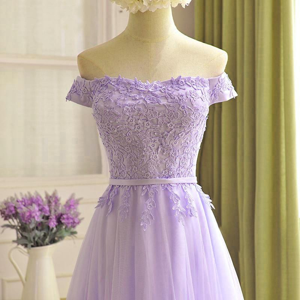 Off the Shoulder Purple Lace Prom Dresses, Purple Off Shoulder Lace Formal Bridesmaid Dresses, US 12 / Custom Color / With Rush+$19.99 Off the Shoulder Purple Lace Prom Dresses, Purple Off Shoulder Lace Formal Bridesmaid Dresses, US 12 / Custom Color / With Rush+$19.99