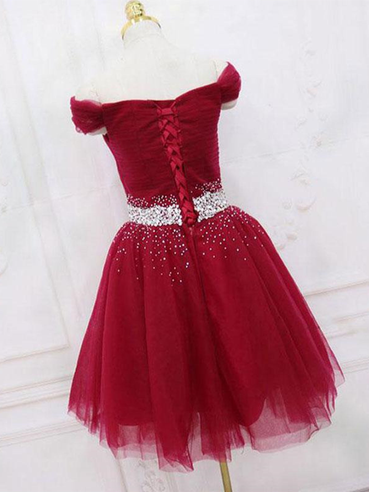 Off the Shoulder Short Burgundy Prom Dresses, Short Wine Red Graduation Homecoming Dresses, US 14 / Custom Color / With Rush+$19.99 Off the Shoulder Short Burgundy Prom Dresses, Short Wine Red Graduation Homecoming Dresses, US 14 / Custom Color / With Rush+$19.99