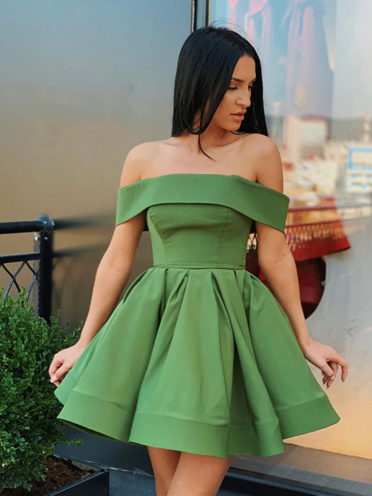 Off the Shoulder Short Green Prom Dresses, Off Shoulder Short Green Fo - shegown Off the Shoulder Short Green Prom Dresses, Off Shoulder Short Green Fo - shegown