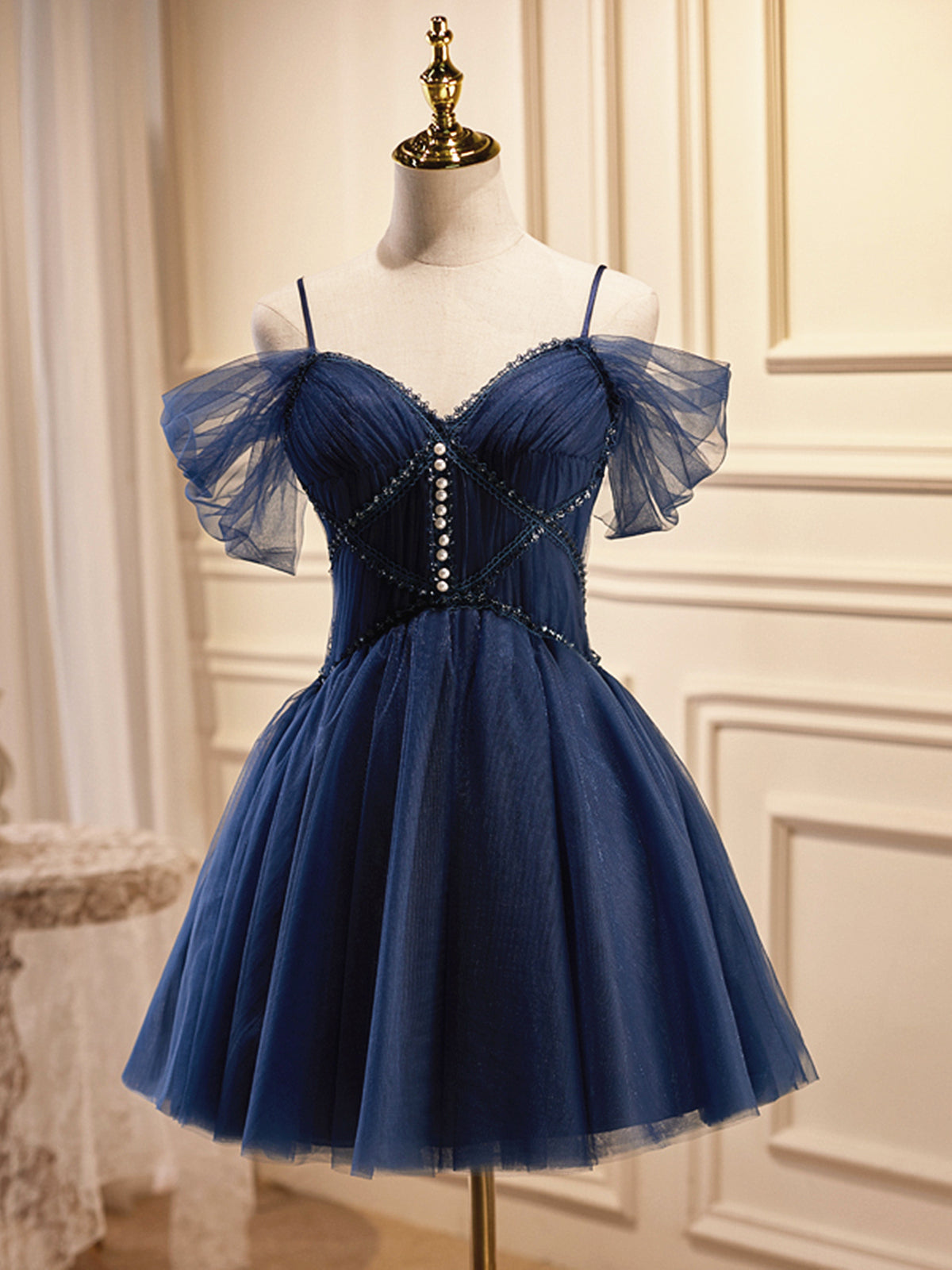 Formal Dress Navy Blue Dress For 12 Year Old Off The Shoulder Short Navy Blue Prom Formal Dress Navy Blue Dress For 12 Year Old Off The Shoulder Short Navy Blue Prom
