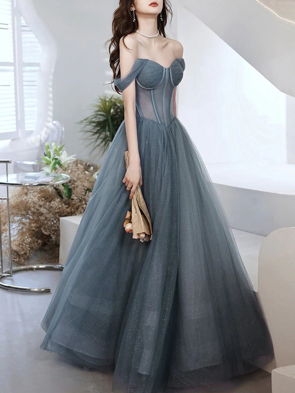 Off the Shoulder Silver Gray Prom Dresses, Silver Gray Off Shoulder Long Formal Graduation Dresses, US 2 / Custom Color / With Rush+$19.99 Off the Shoulder Silver Gray Prom Dresses, Silver Gray Off Shoulder Long Formal Graduation Dresses, US 2 / Custom Color / With Rush+$19.99
