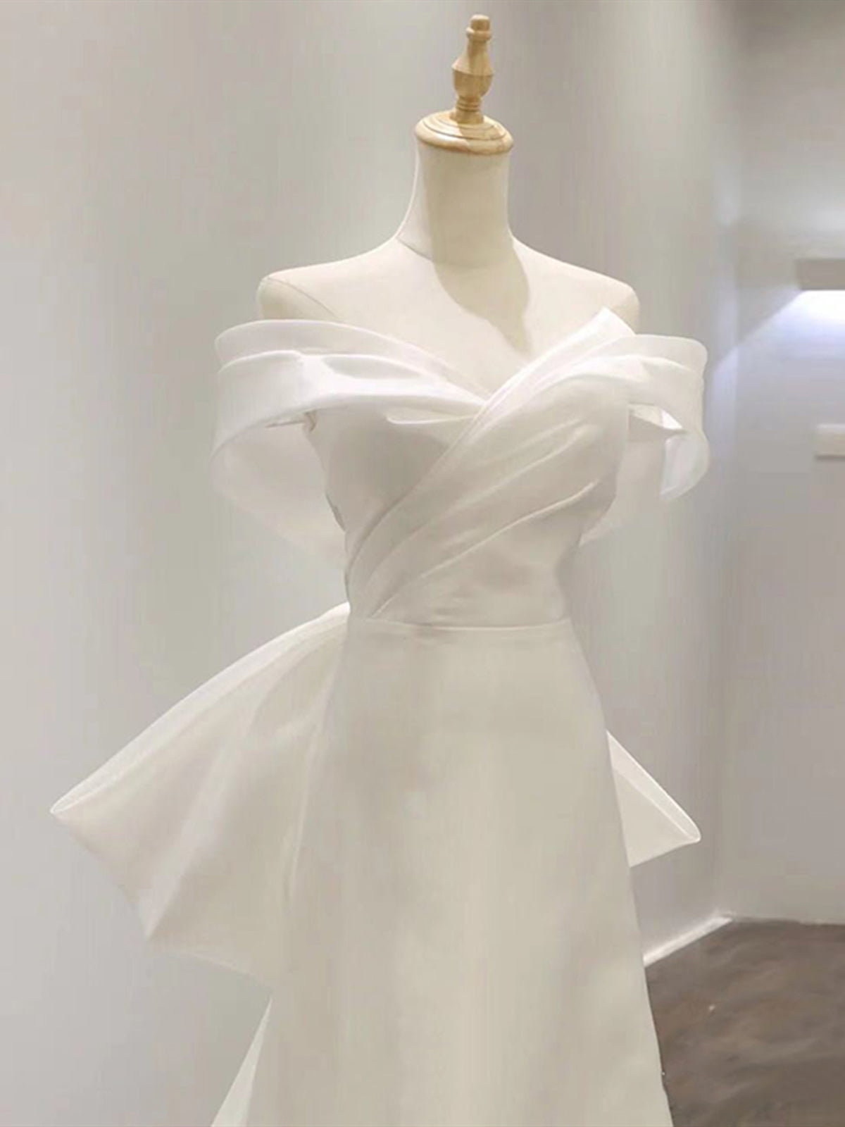 Off the Shoulder White Ivory Wedding Dresses, Ivory Prom Formal Gradua - shegown Off the Shoulder White Ivory Wedding Dresses, Ivory Prom Formal Gradua - shegown